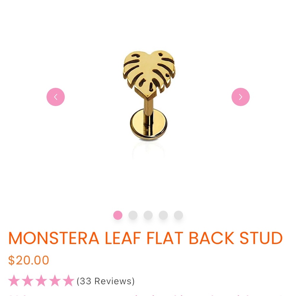 Cords Club Monstera Leaf Flat Back Stud